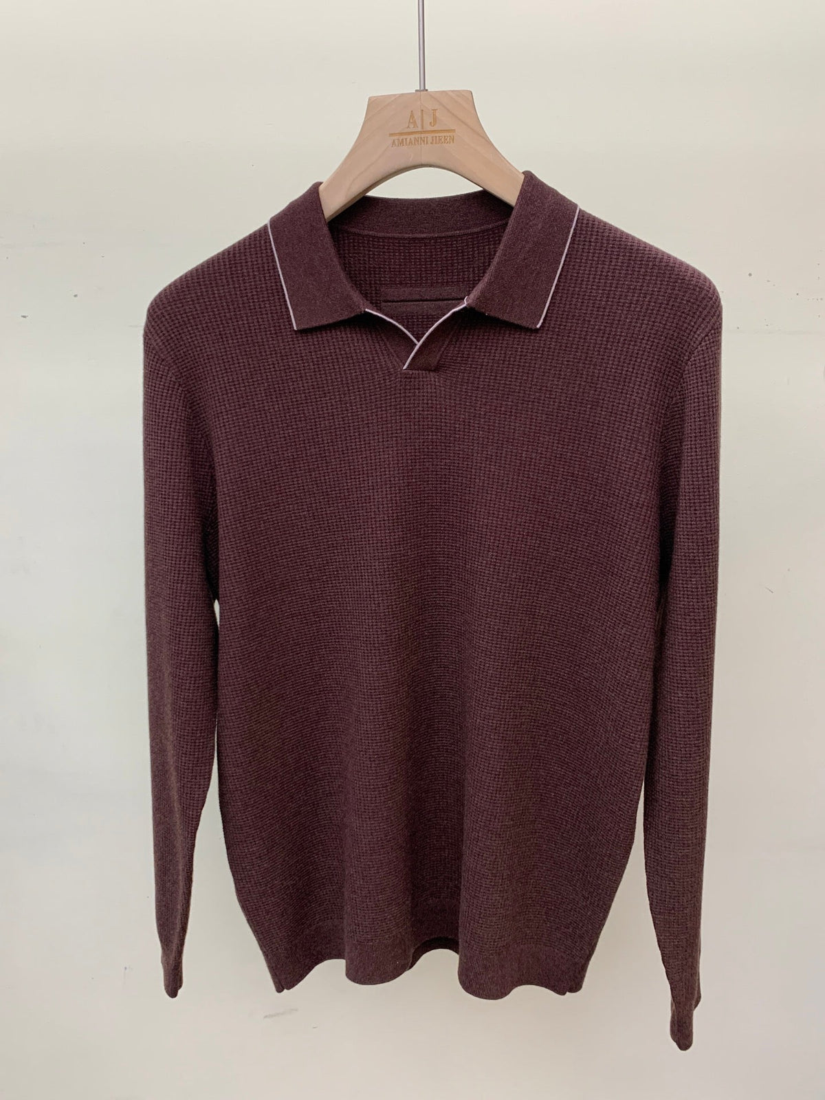 Zegna Tipped Waffle Open-Collar Polo