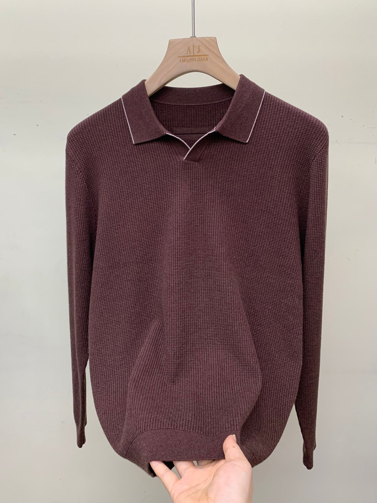 Zegna Tipped Waffle Open-Collar Polo