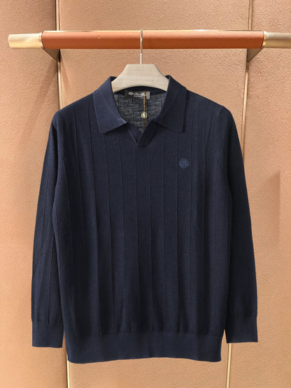 Loro Piana Ribbed Open-Collar Polo
