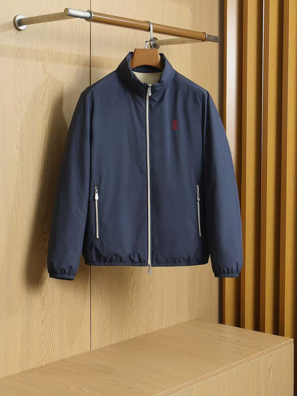 Brunello Cucinelli Goose Down Zip Jacket - Navy