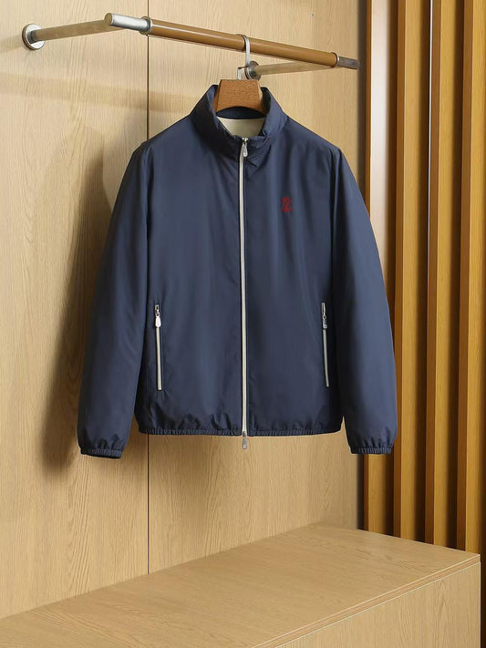 Brunello Cucinelli Goose Down Zip Jacket - Navy