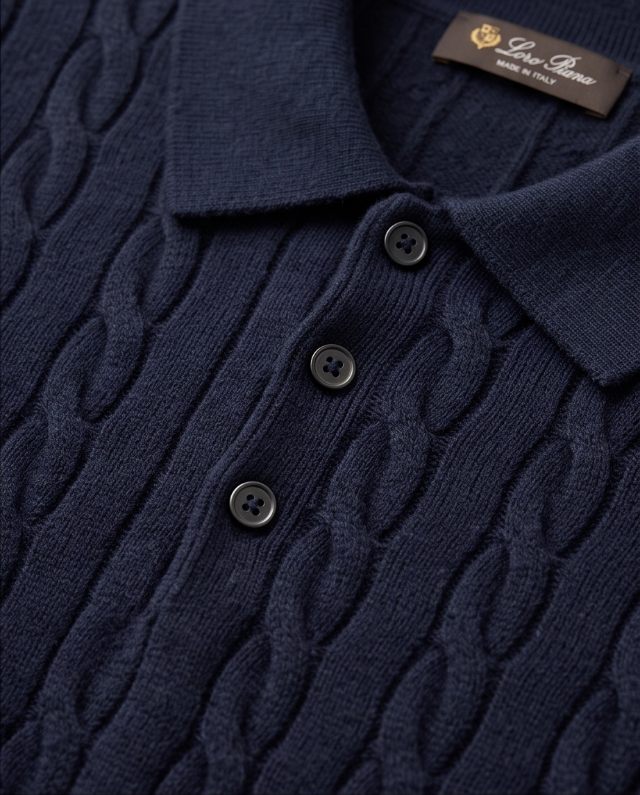 Loro Piana Cable-Knit Polo