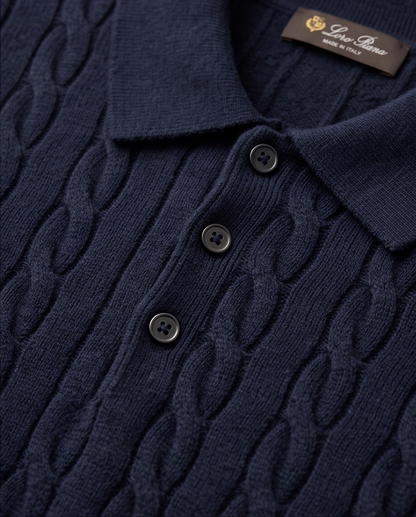 Loro Piana Cable-Knit Polo