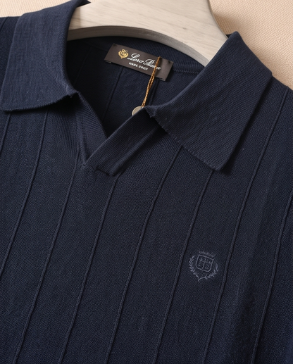 Loro Piana Ribbed Open-Collar Polo