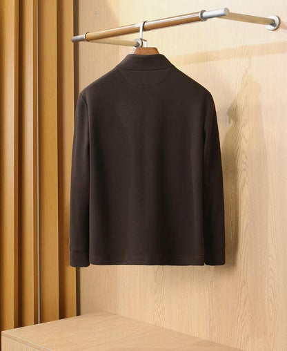 Brunello Cucinelli Half-Zip Wool Base Layer - Coffee Brown