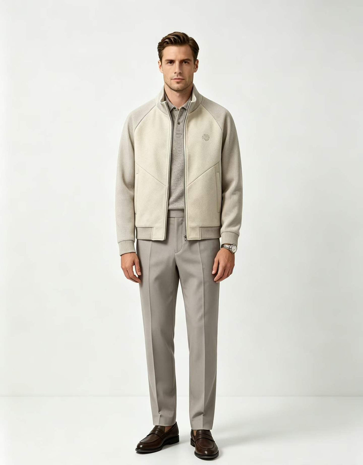 Loro Piana Knitted Patchwork Stand-Collar Jacket