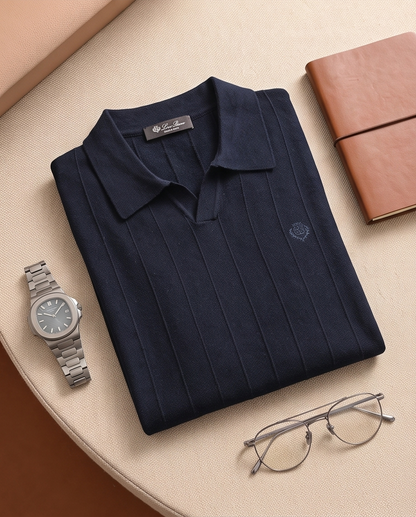 Loro Piana Ribbed Open-Collar Polo