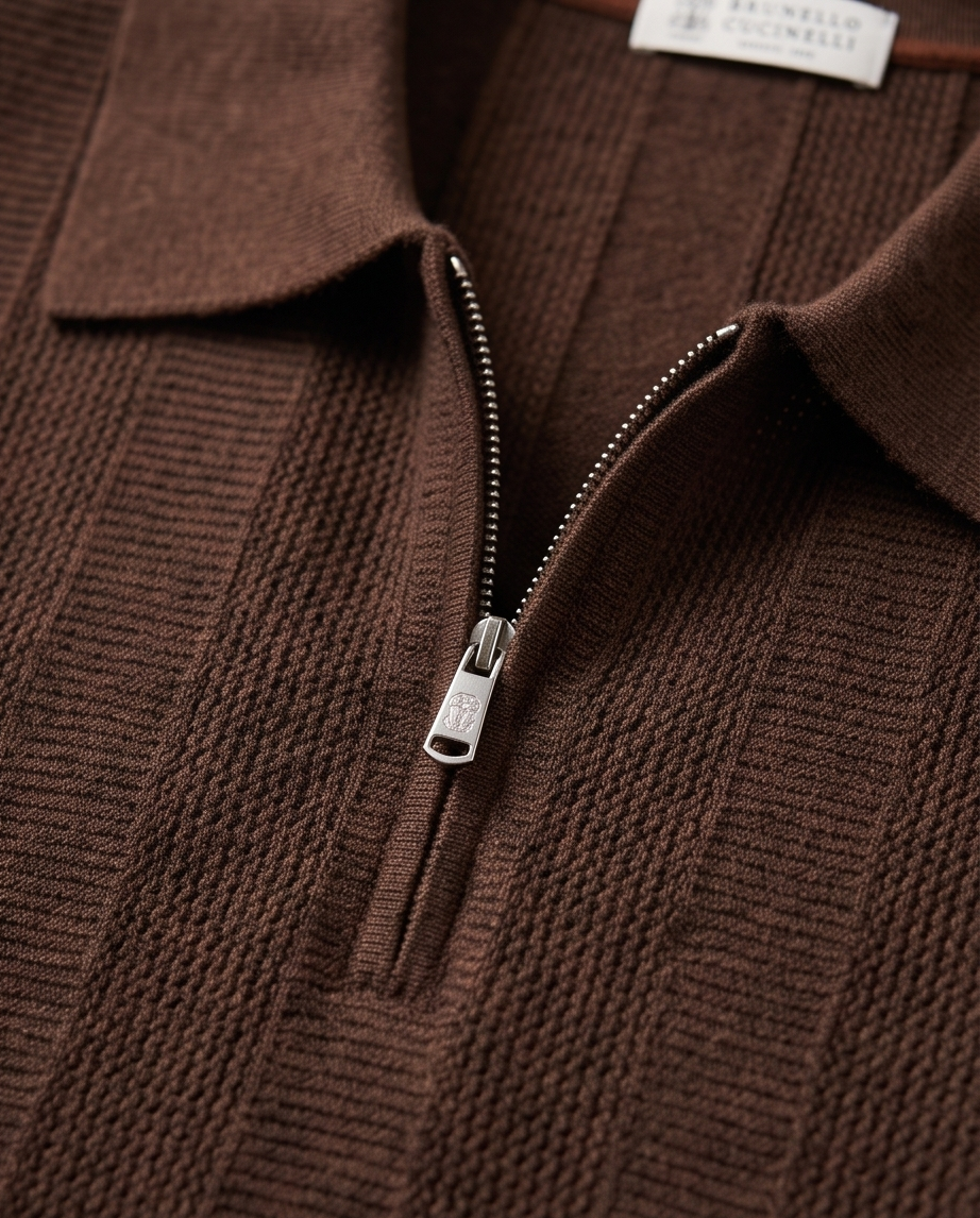 Brunello Cucinelli Zip Knit Polo