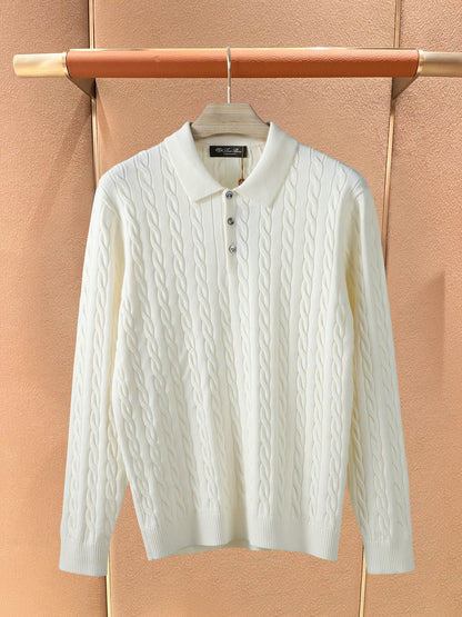 Loro Piana Cable-Knit Polo