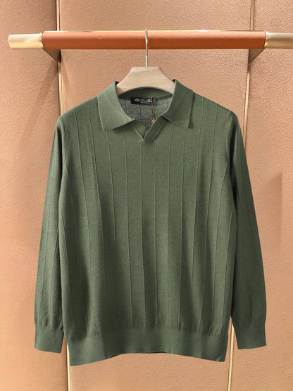 Loro Piana Ribbed Open-Collar Polo