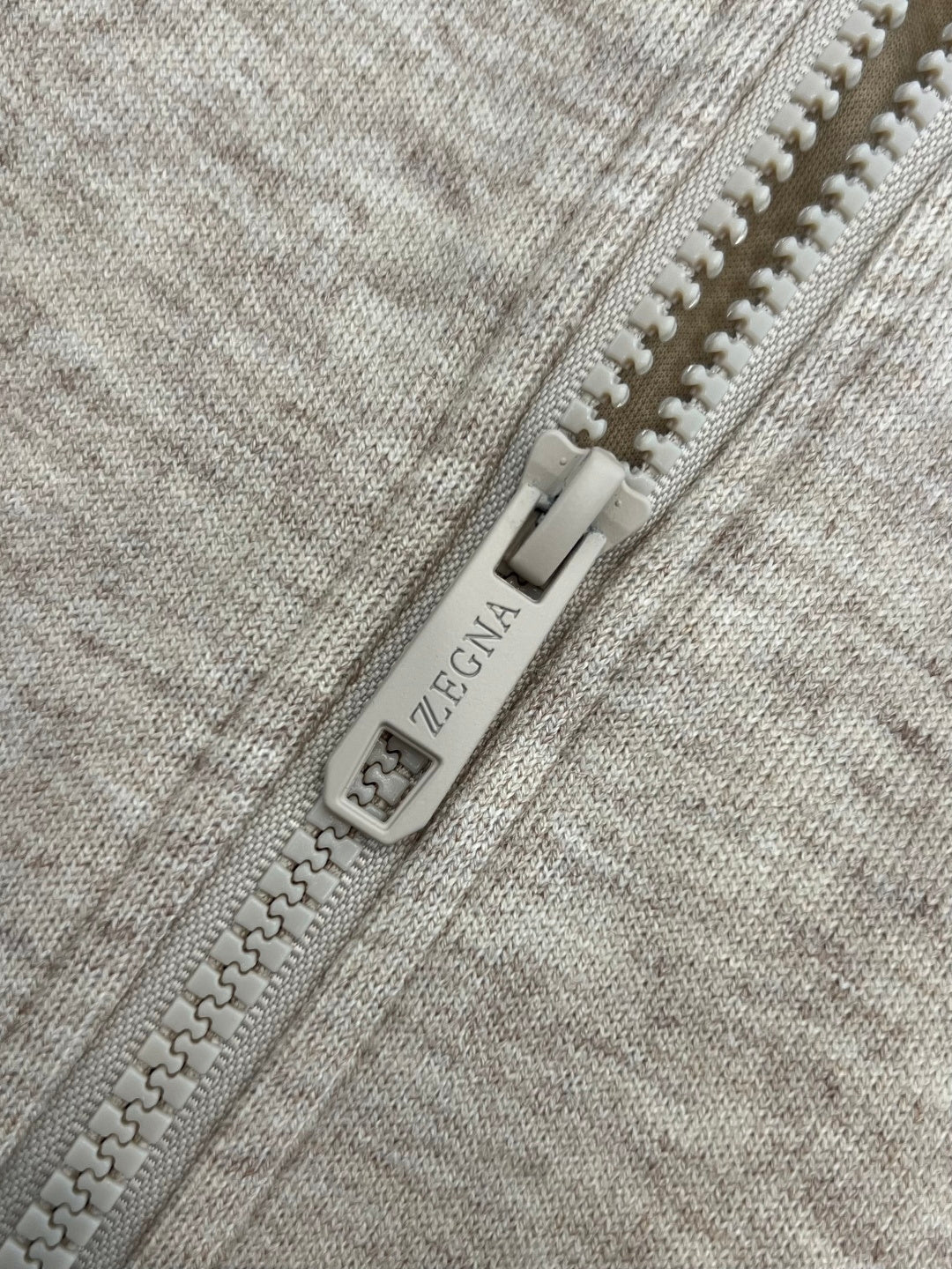 Zegna Full-Zip Knit Hoodie - Oatmeal