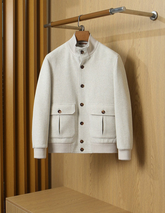 Loro Piana Stand-Collar Wool Bomber Jacket