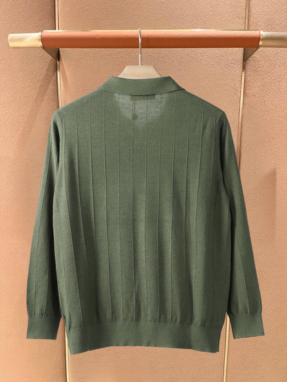 Loro Piana Ribbed Open-Collar Polo