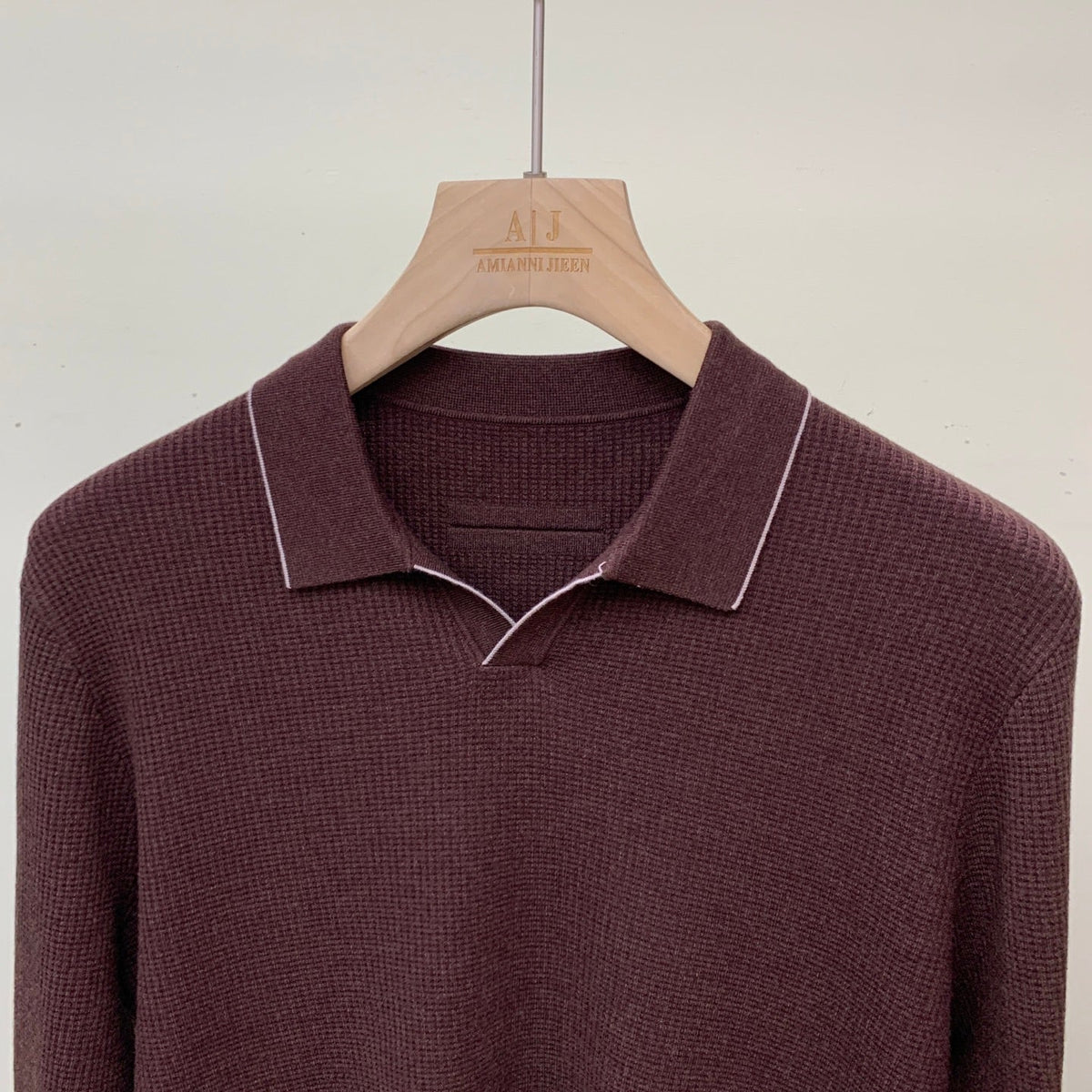 Zegna Tipped Waffle Open-Collar Polo