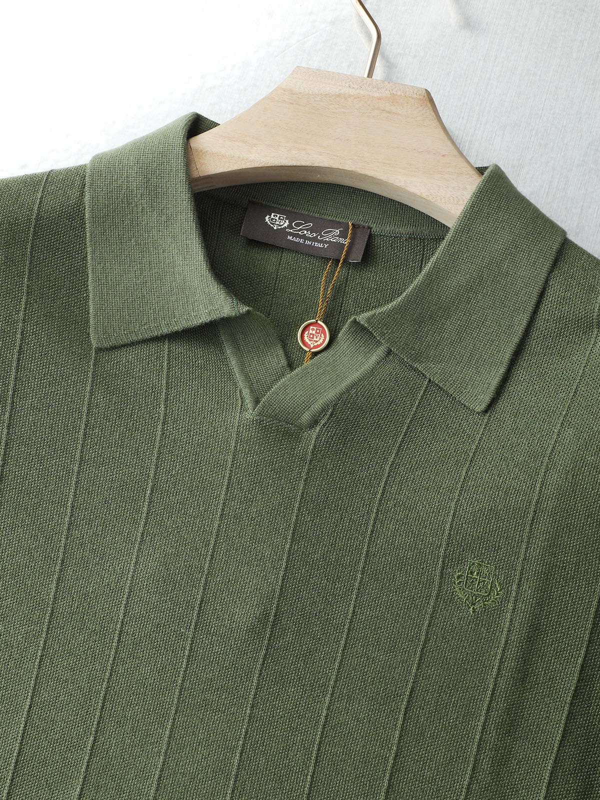 Loro Piana Ribbed Open-Collar Polo