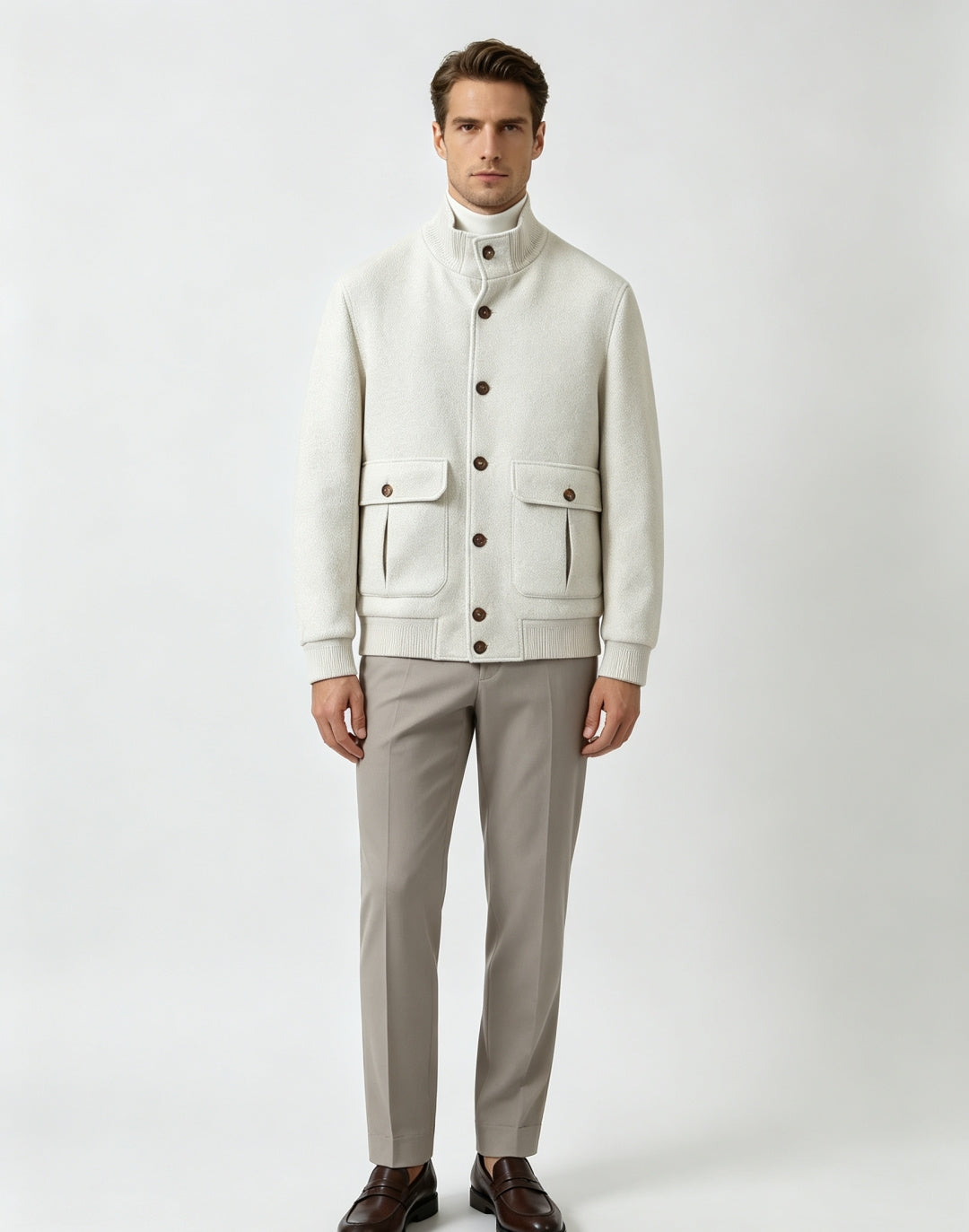 Loro Piana Stand-Collar Wool Bomber Jacket