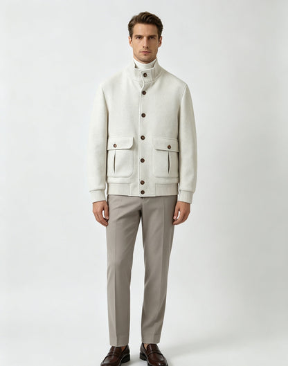 Loro Piana Stand-Collar Wool Bomber Jacket