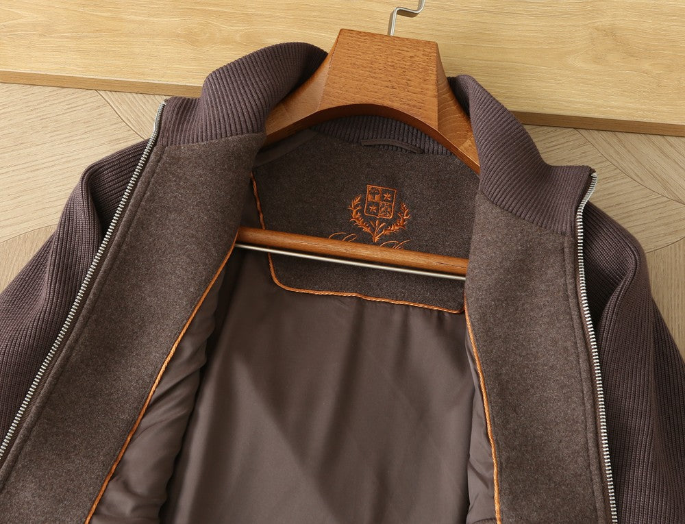 Loro Piana Knitted Patchwork Stand-Collar Jacket