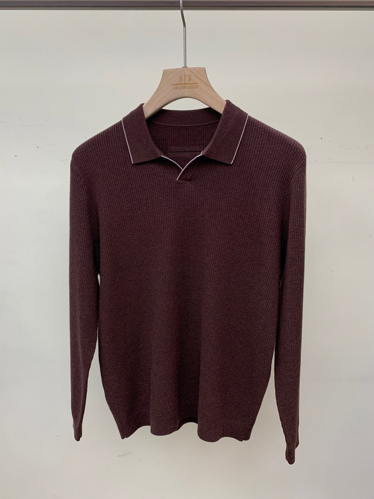 Zegna Tipped Waffle Open-Collar Polo