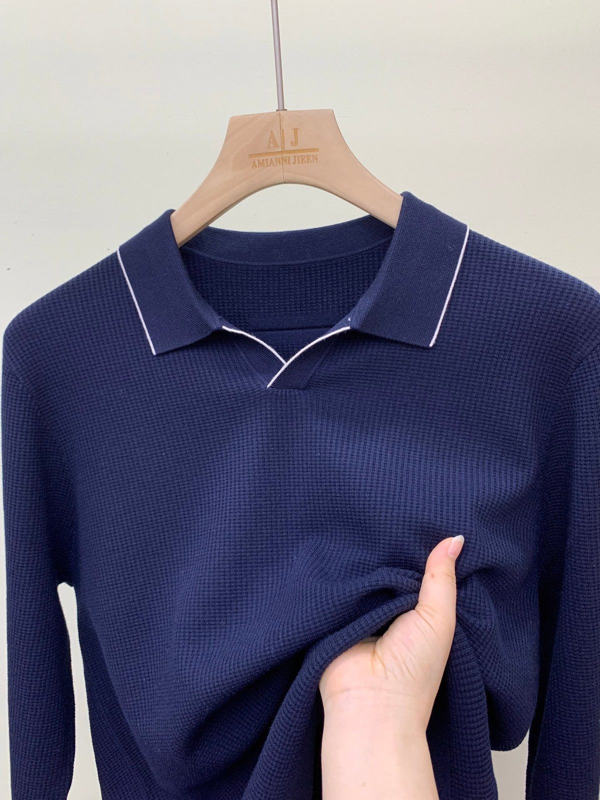 Loro Piana Tipped Waffle Open-Collar Polo