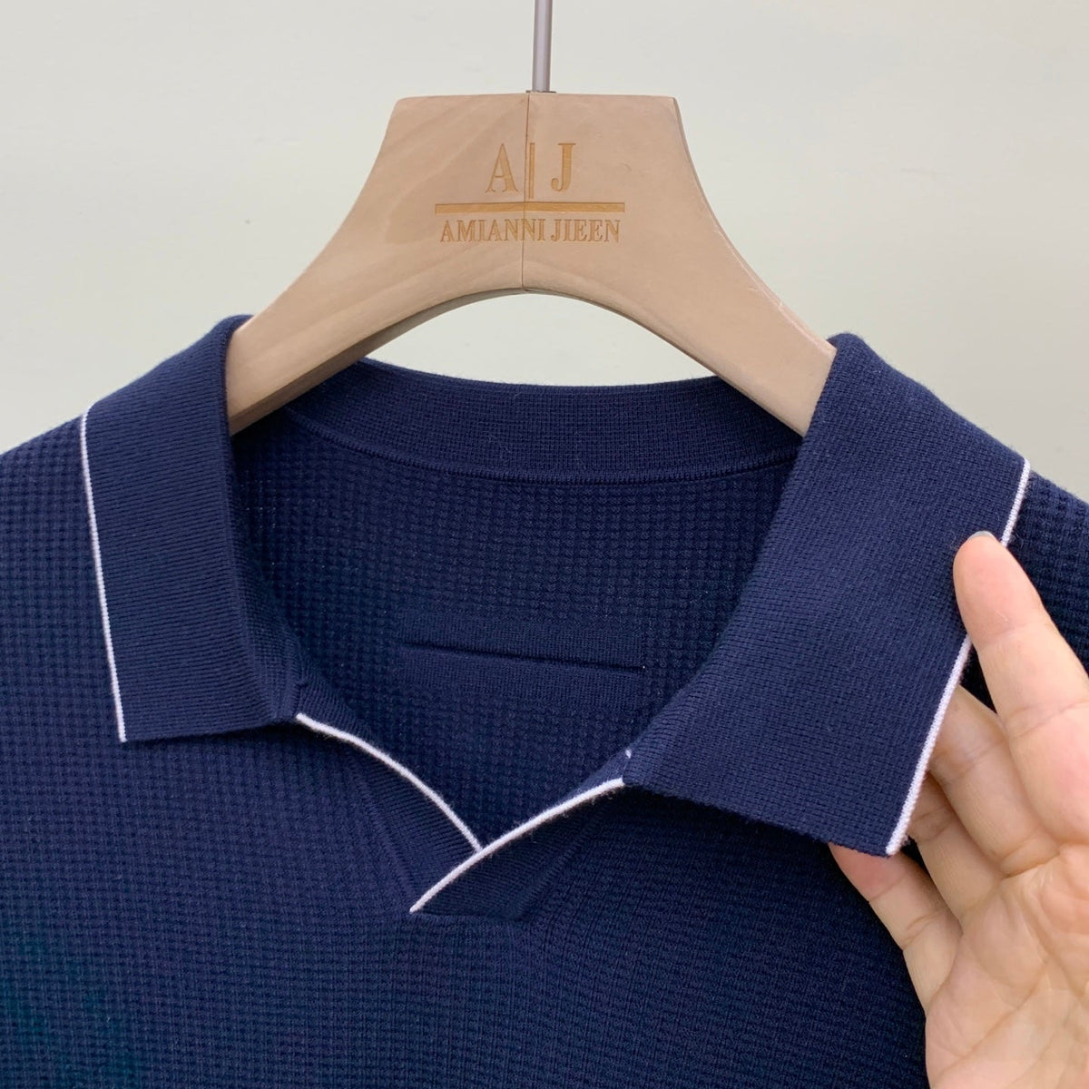 Loro Piana Tipped Waffle Open-Collar Polo