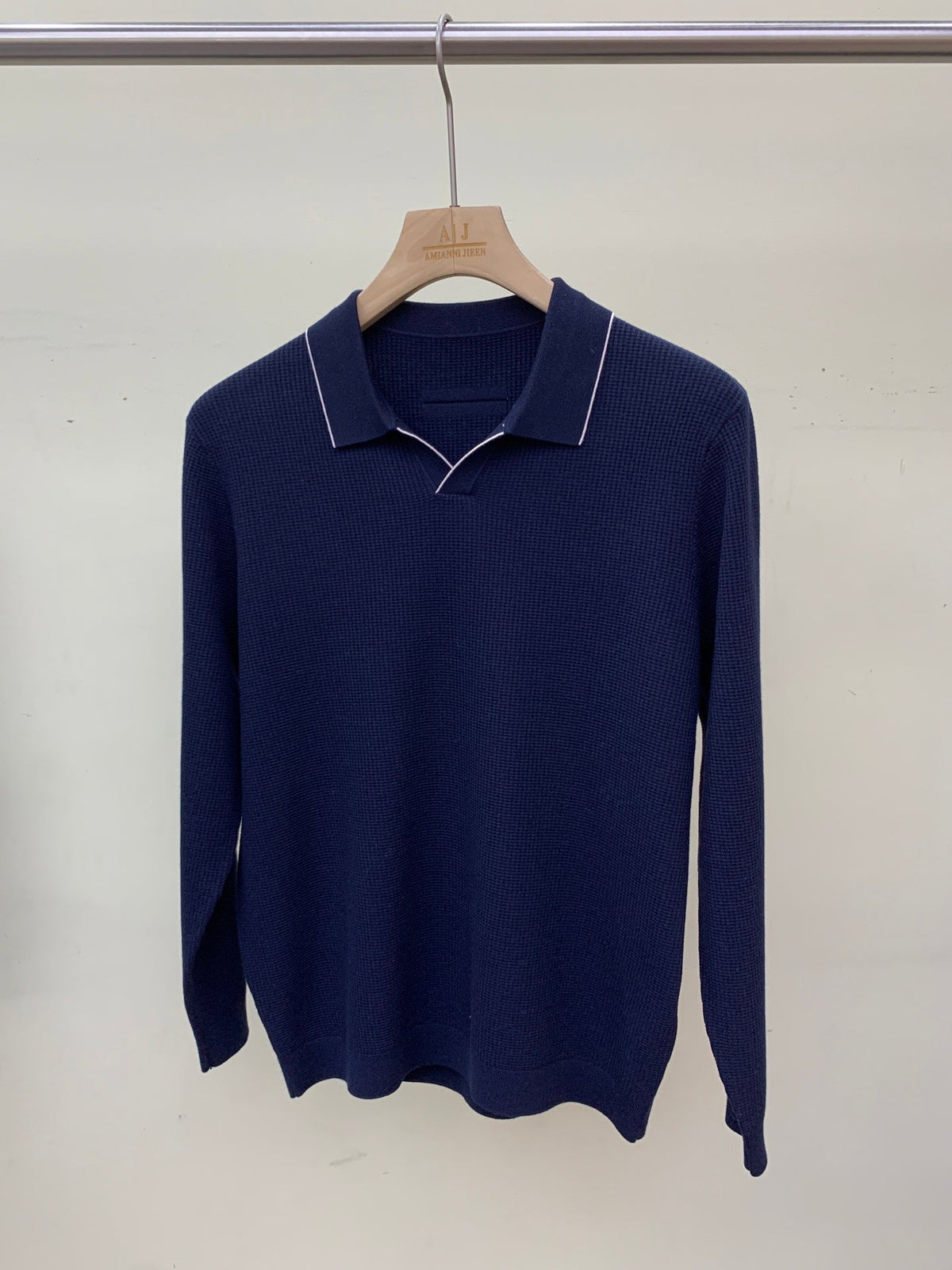 Loro Piana Tipped Waffle Open-Collar Polo