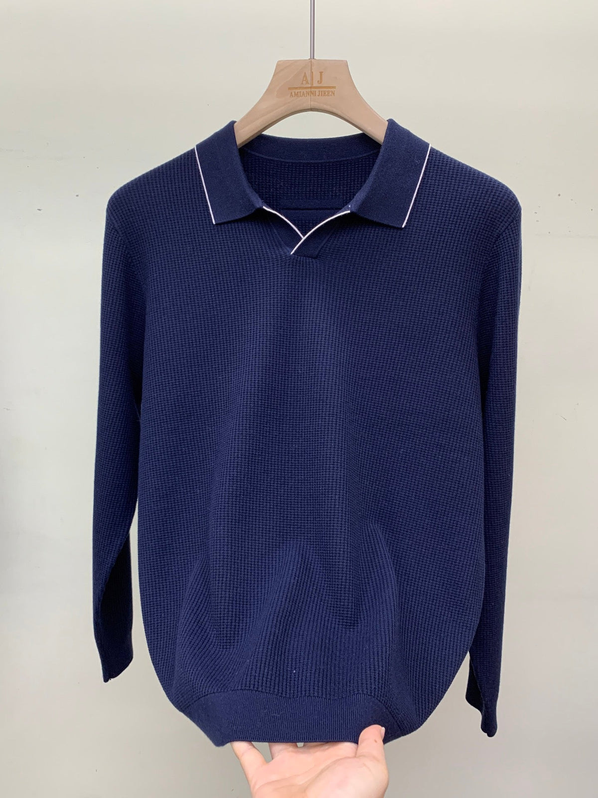 Loro Piana Tipped Waffle Open-Collar Polo