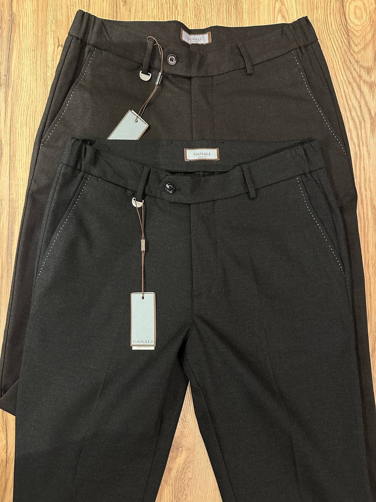 Canali Merino Wool Trousers - Dark Brown