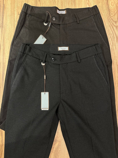 Canali Merino Wool Trousers - Dark Brown