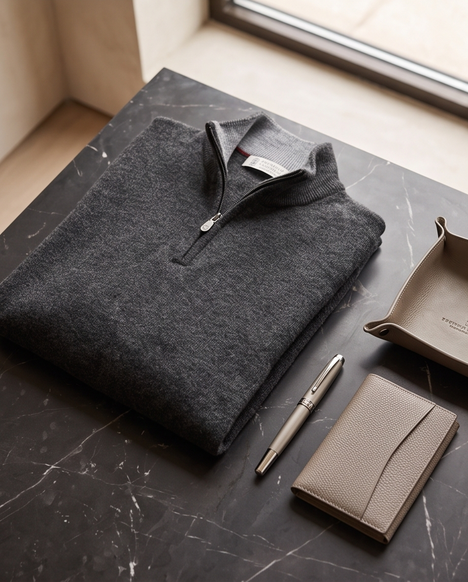Brunello Cucinelli Cashmere Half-Zip Sweater